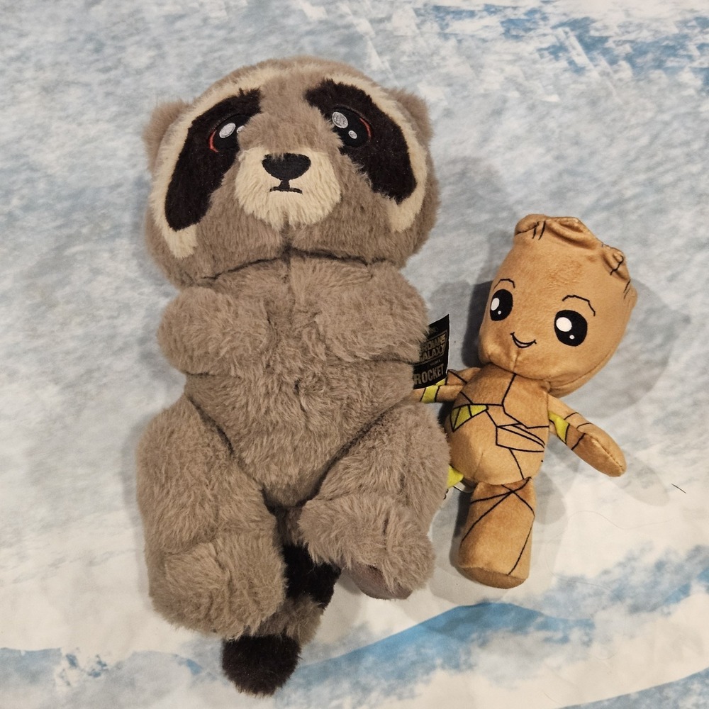 Marvel Guardians‎ of the Galaxy Rocket Raccoon Groot Plush Lot 2pc